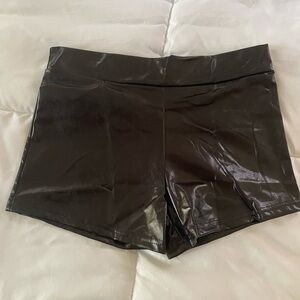 Halloween Black Faux Leather Women's Shorts